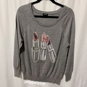 Torrid Sequin Lipstick Raglan Sweater 0X